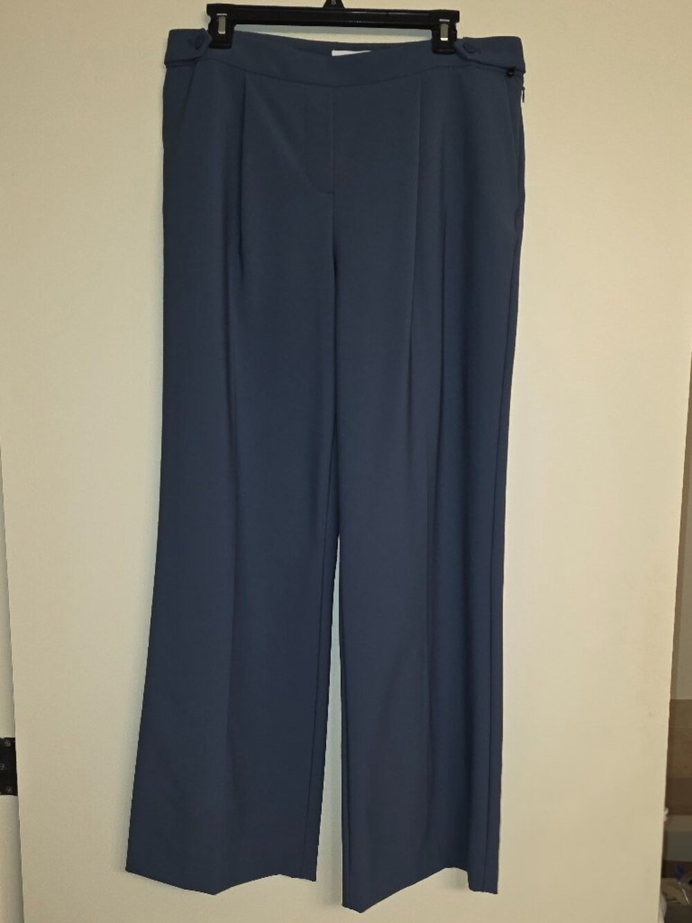 Calvin Klein Steel / Slate Blue Tailored Wide Leg Pleated Trousers  14P